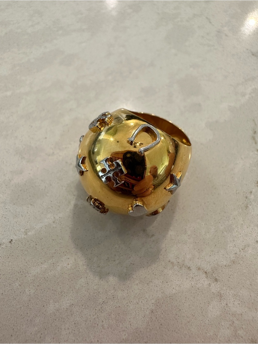 Tory Burch Gold-Tone Dome -  “Bubble Luck”  Ring